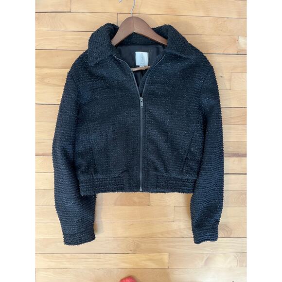 Joie Metallic Shimmer Knit Bomber Jacket | Size S/P | Small Boho Luxe - Picture 4 of 7